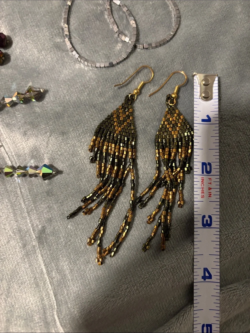 Assorted Beaded Hoop & Dangle Earrings - Gold, Black, Silver, Purple